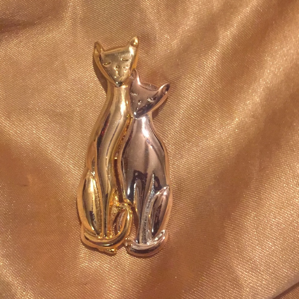 TWO TONE CAT PIN - Picture 1 of 3